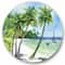 Designart - Summer Beach With Palm Trees - Nautical & Coastal Metal Circle Wall Art